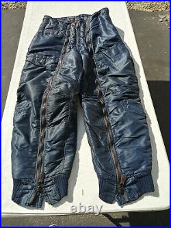 Korean War USAAF D-1A Blue Heavy Flying Trousers Size 36 MFG S. H. Knopf MFG