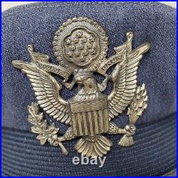 Korean War USAF Air Force Officers Bancroft Flighter Blue Wool Visor Crusher Cap