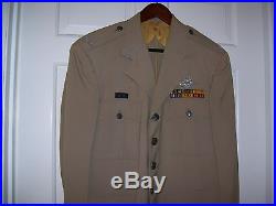 Korean War USAF Pilots Silver Tan Uniform with Bullion Insignia & Visor Cap