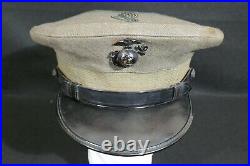 Korean War USMC Marine Corps Officers' Service Visor Hat Cover Named Maj. POPKIN
