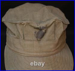 Korean War USMC Marine Corps Utility Cap Cover HBT Hat EGA Stamped 1952 Contract