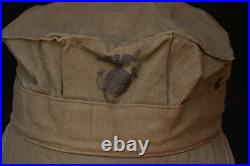 Korean War USMC Marine Corps Utility Cap Cover HBT Hat EGA Stamped 1952 Contract