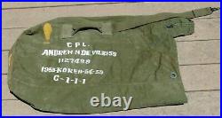 Korean War USMC US Marine Corps Military OD Duffle Bag Named Unis ++