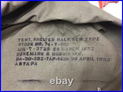 Korean War USMC USGI Full Tent Shelter Half New Type Sure Fit/Denemark & Morris