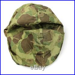 Korean War Us Marine Corps Usmc Frogskin Camouflage M1 Helmet Cover Blue Anchor
