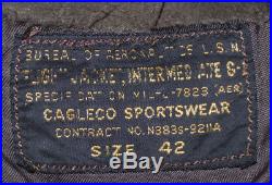 Korean War Usn Goatskin Leather G-1 Military Flight Jacket! Mouton Fur Collar 42