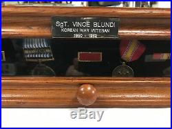 Korean War Veteran Display Shadow Box 4 Medals & 6 Ribbons