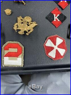 Korean War/ WW2 collectibles Navy Pins, Patches, Sew Kit, Compas, Book, Envelope
