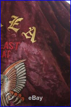 Korean War WWII Vet Flight Souvenir Jacket with Embroidered Eagle and Mouse