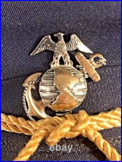 Korean War Women's Officer Us Marine Corps Usmc Blue Cap Bullion & Early Ega