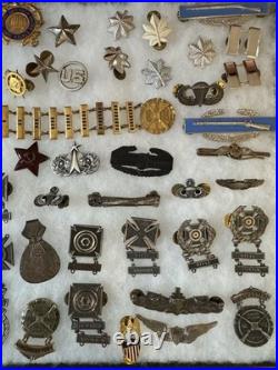 Lot Of WWII Korean Vietnam Cold War Military Badges Ranks Pins