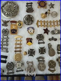 Lot Of WWII Korean Vietnam Cold War Military Badges Ranks Pins