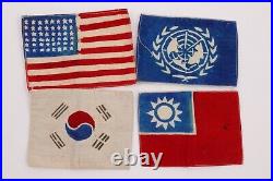 Lot of 4 Korean War Flag Patches United States 48 Star, UN, Korea, Taiwan