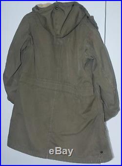 M-1947 US ARMY Overcoat Parka Korean War Dated 1950 Size Medium with Fleece Liner