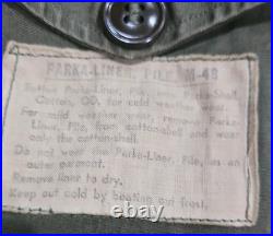 M-1948 M-48 Fishtail ARMY Military parka Korean War Complete With Liner Small