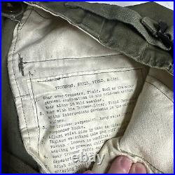 M-1951 US Army Military Field Trousers Medium Short M51 Cargo Pants Vtg 50s