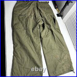 M-1951 US Army Military Field Trousers Medium Short M51 Cargo Pants Vtg 50s