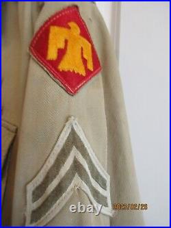 MILITARY 45th INFANTRY KOREAN WAR SHIRT WITH STERLING BADGE RIBBONS PATCHES