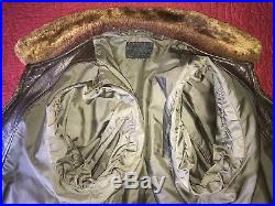 Mens large vintage military brown leather G-1 bomber jacket a2 korean war