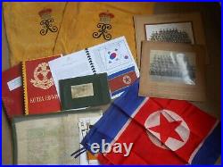 Middlesex Regt KOREA captured flag unit Banners, radio code book CSM /MAJOR lot