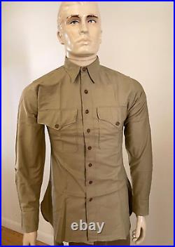 Mint Unused Ww2 Usmc Marine Corps Khaki M-1927 Khaki Cotton Summer Shirt Size 2