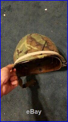 NICE Korean War US ARMY M-1 COMBAT HELMET WITH STRAPS COVER AND BAND