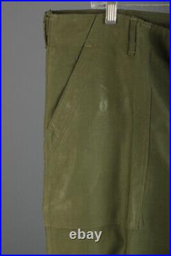 NOS 1953 Korean War US Army Sateen Utility Pants Large Long 37x34 50s Trousers