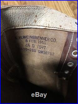 NOS Korean War WW2 M1948 1952 Brown Leather Combat Jump Boots 8 1/2 D MINT