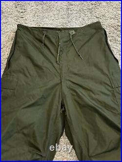 NOS M-1951 Arctic Trouser Shell Wind Pants & Liner, Cold Weather Nylon Medium