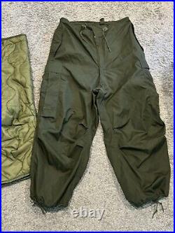 NOS M-1951 Arctic Trouser Shell Wind Pants & Liner, Cold Weather Nylon Medium