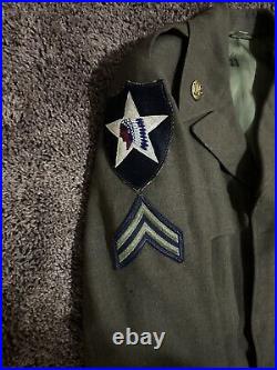 Named! 1951 dated 2ID Indianhead U. S. Army jacket, shirt, pants, belt & tie