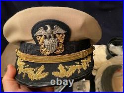 Named 2 WW2 Korean War US Navy Capt Visor cap Hat Pilot wings pictures