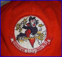Named Korean War USN VF-191 Satan's Kittens Baseball Cap with Squadron Patch