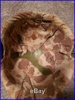 Named Original Korean War USMC Marine Corps Helmet Cover