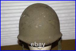 Original 1950's Era U. S. Army Rear Seam M1 Helmet withChinstraps & Named Liner
