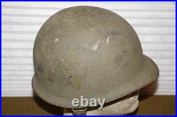 Original 1950's Era U. S. Army Rear Seam M1 Helmet withChinstraps & Named Liner