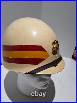Original 1950's Korea USMC MP M-1 Helmet Liner Painted for Military Police withEGA