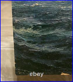 Original 1952 Oil Painting Shunsui Nagai Uss Blue Ship Korean War Harbor Navy Us
