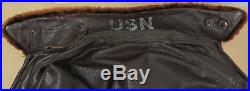 Original 50's Korean War Navy G-1 Brown Goatskin Leather Flight Jacket Size 38