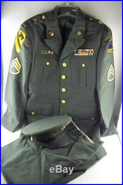 Original ID'd Korean War Uniform, 1st Cavalry, 2nd Armored Division Pins Patches