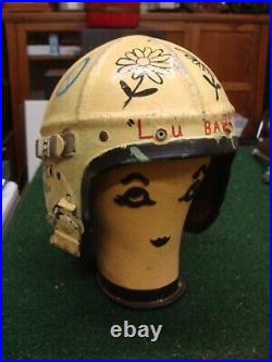 Original KOREAN WAR GENTEXITE US Jet Pilot Flight Helmet FOLK ART MUST SEE