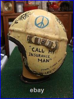 Original KOREAN WAR GENTEXITE US Jet Pilot Flight Helmet FOLK ART MUST SEE