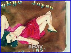 Original Korean War Soldier Hand painted Pin Up Sultry Girl on Soldiers Bag