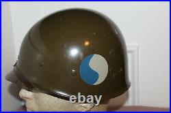 Original Korean War U. S. Army 1952 d. 29th Inf Div. Double Decal M1 Helmet Liner