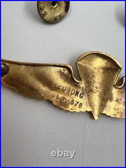 Original Korean War USMC Navy Paratrooper Jump Wings 1/20 10k Gold Ser 678 H&H