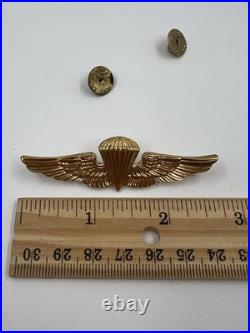 Original Korean War USMC Navy Paratrooper Jump Wings 1/20 10k Gold Ser 678 H&H