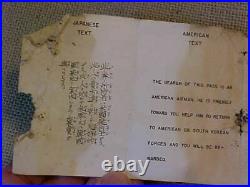 Original Korean War Us Aviator Paper Fold Out Flag Language Blood Chit