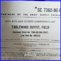 Original Korean War Vietnam Era US Military Officers Field Mess Kit Army 1952-60