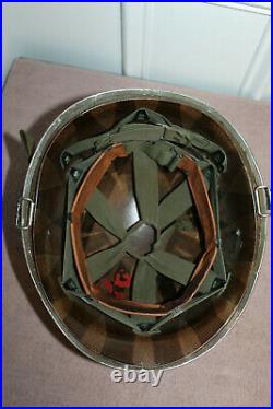 Original Late WW2/Korean War Era Front Seam U. S. Army Helmet withLiner & Straps