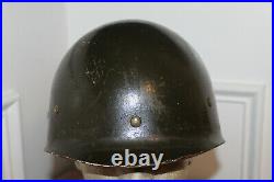 Original Late WW2/Korean War Era Front Seam U. S. Army Helmet withLiner & Straps